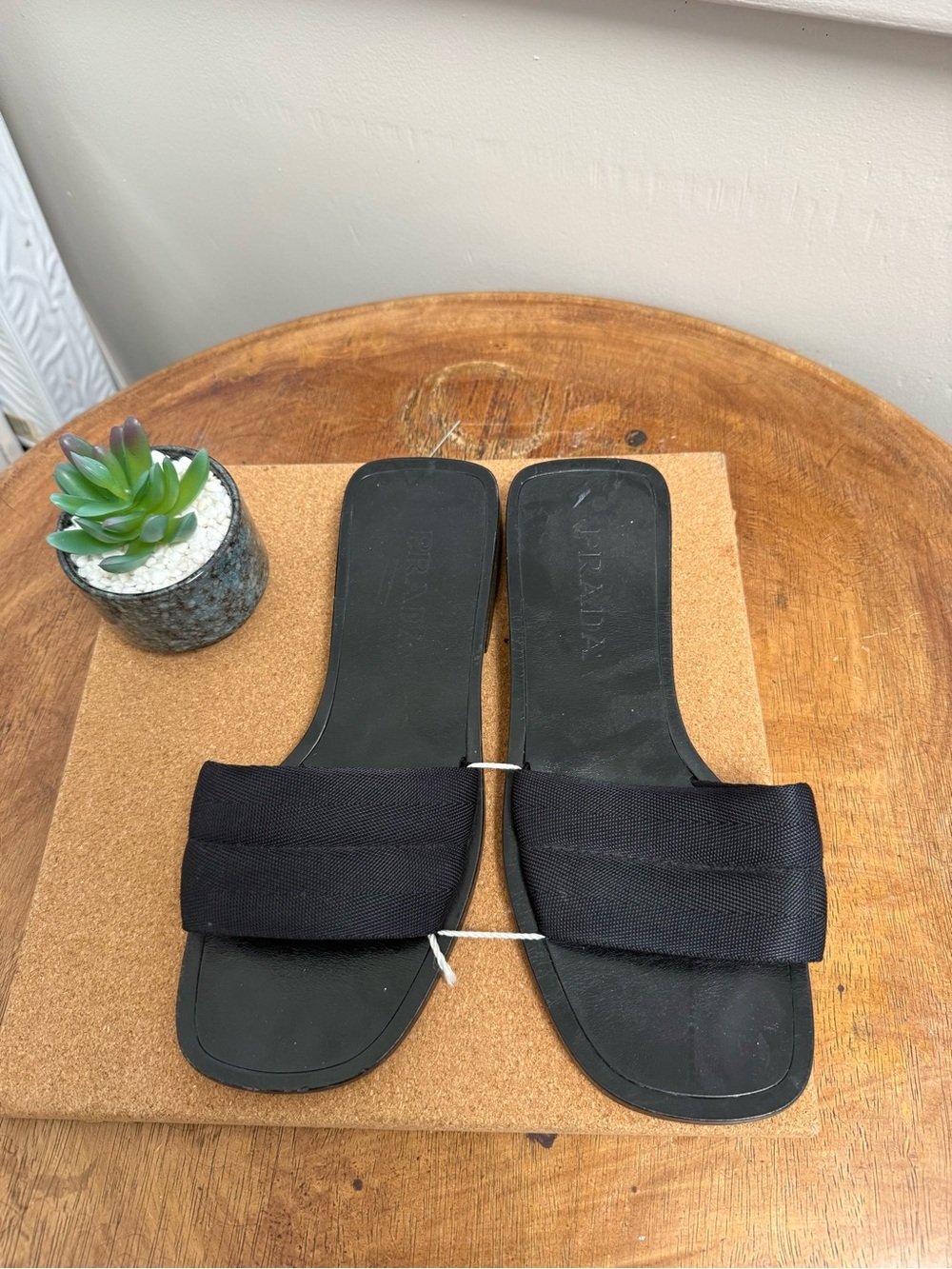 Prada Women’s Black Slide Sandals with Wide Strap